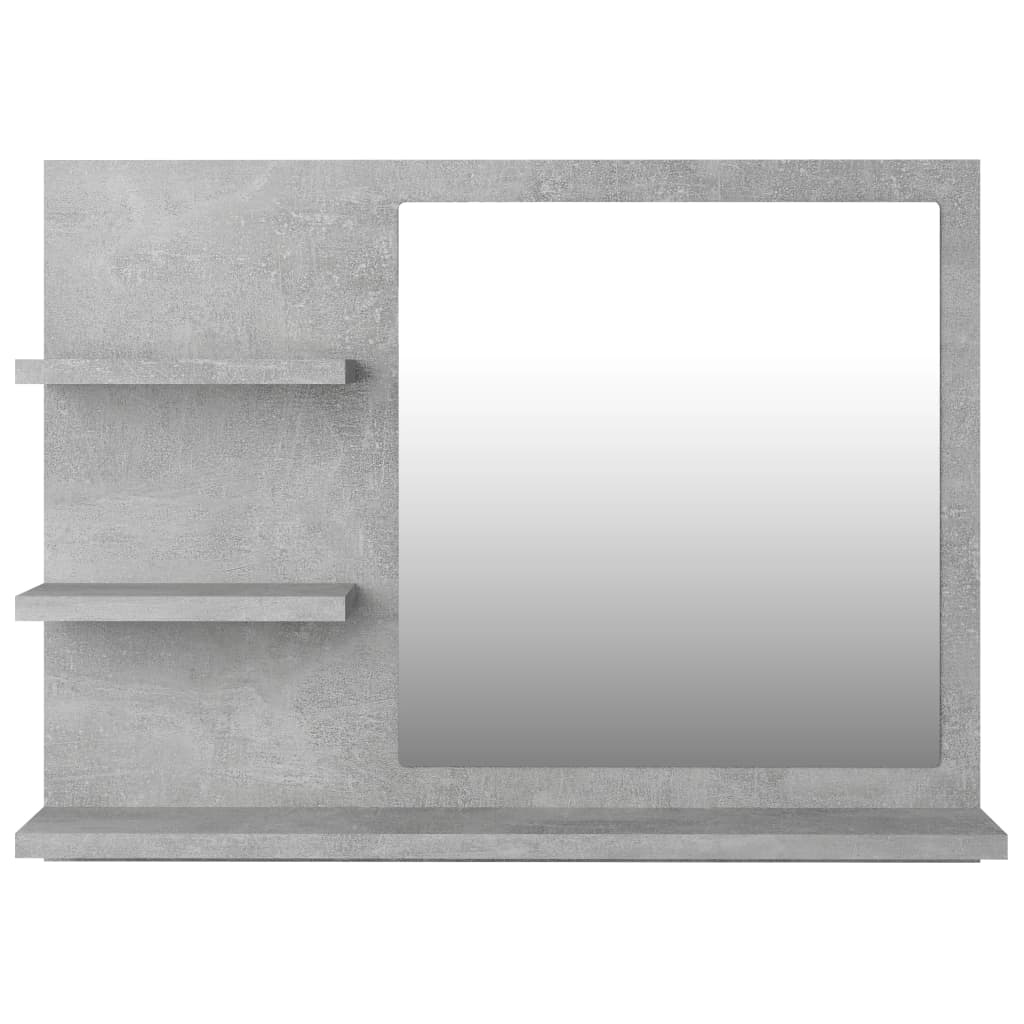 vidaXL مرآة حمام رمادي أسمنتي 60×10.5×45 سم خشب حبيبي