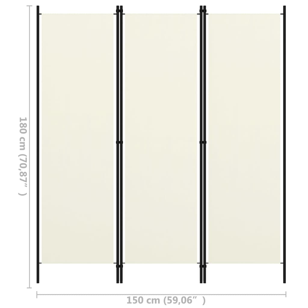 vidaXL مقسم غرفة ذو 3 ألواح أبيض 150×180 سم