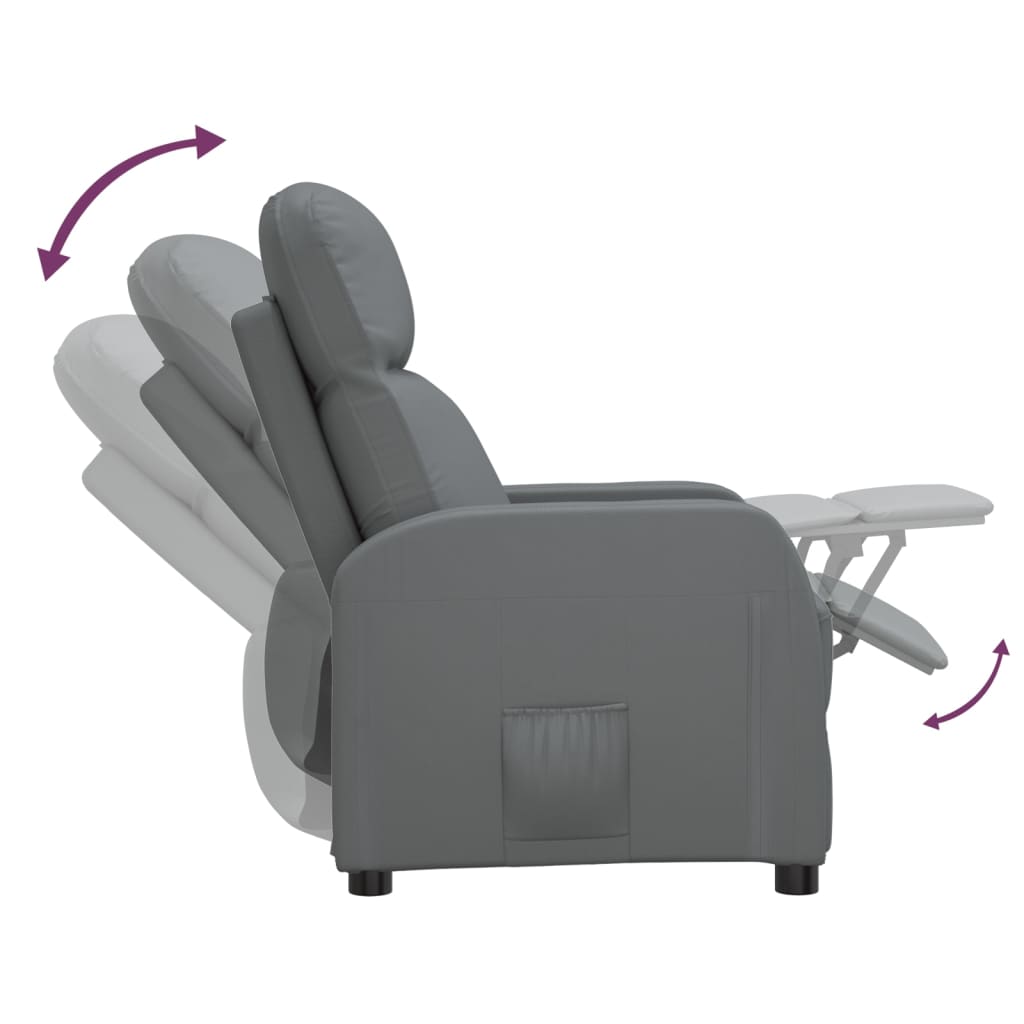 vidaXL كرسي قابل للإمالة جلد صناعي أنثراسيت رمادي