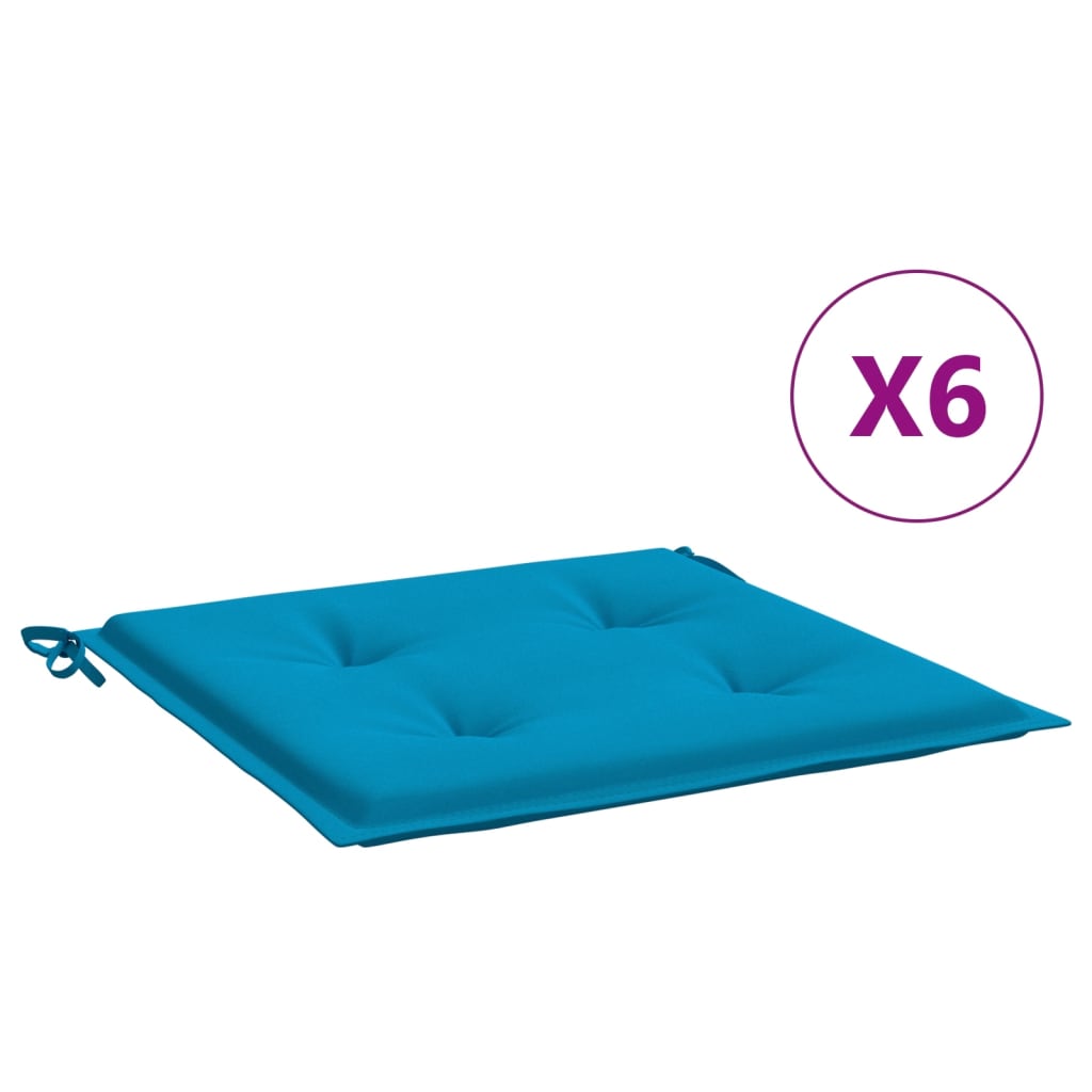 vidaXL وسائد كرسي حديقة 6 ق أزرق 40×40×3 سم قماش