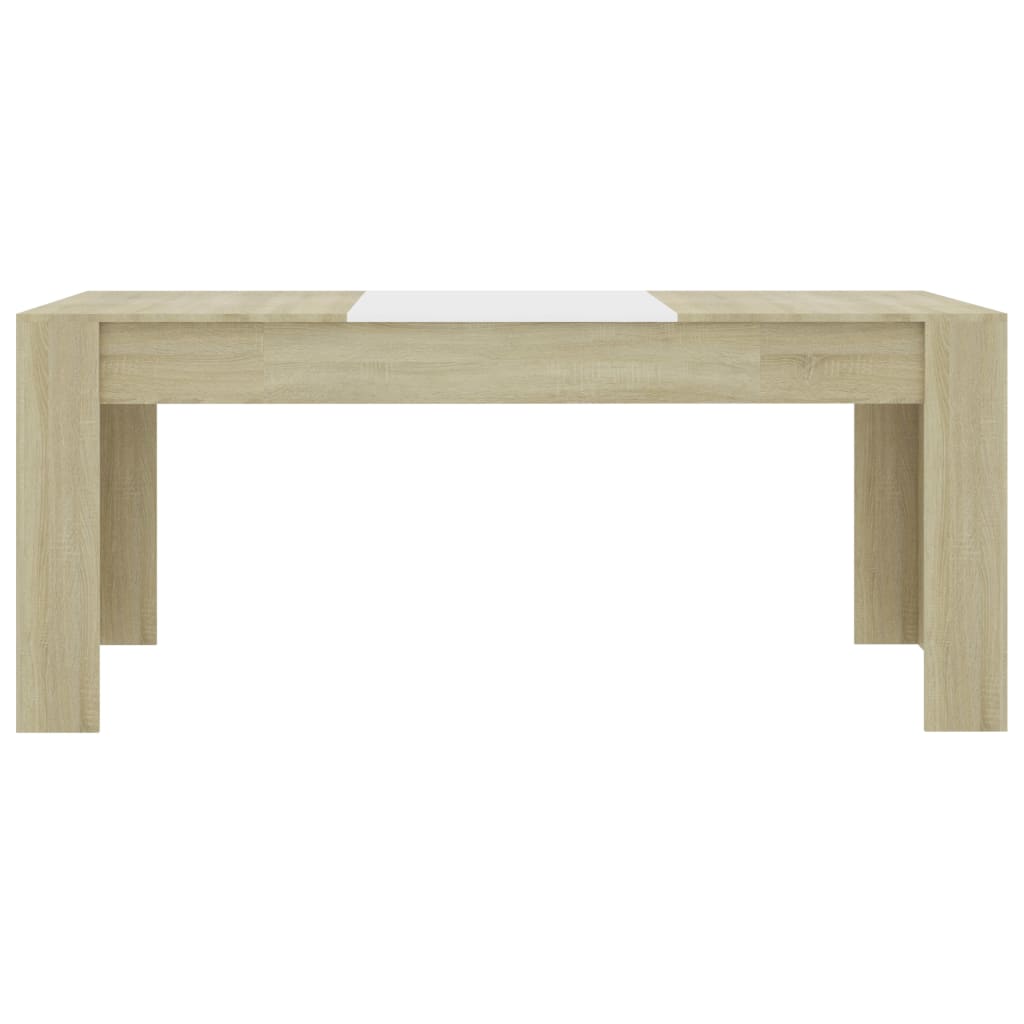 vidaXL طاولة سفرة أبيض وسونوما أوك 180×90×76 سم خشب حبيبي