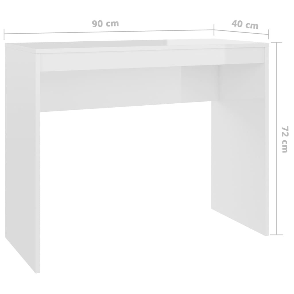 vidaXL مكتب أبيض لامع 90×40×72 سم خشب مضغوط