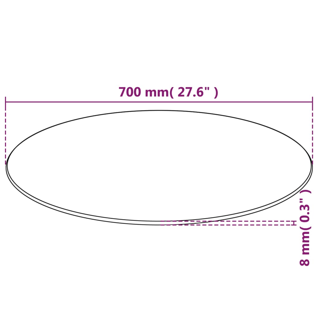 vidaXL سطح طاولة زجاجي مقوى دائري 700 مم