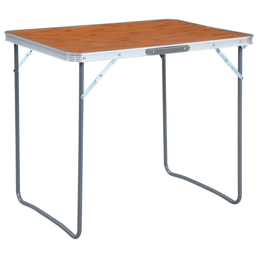 vidaXL طاولة تخييم قابلة للطي بإطار معدني 80×60 سم