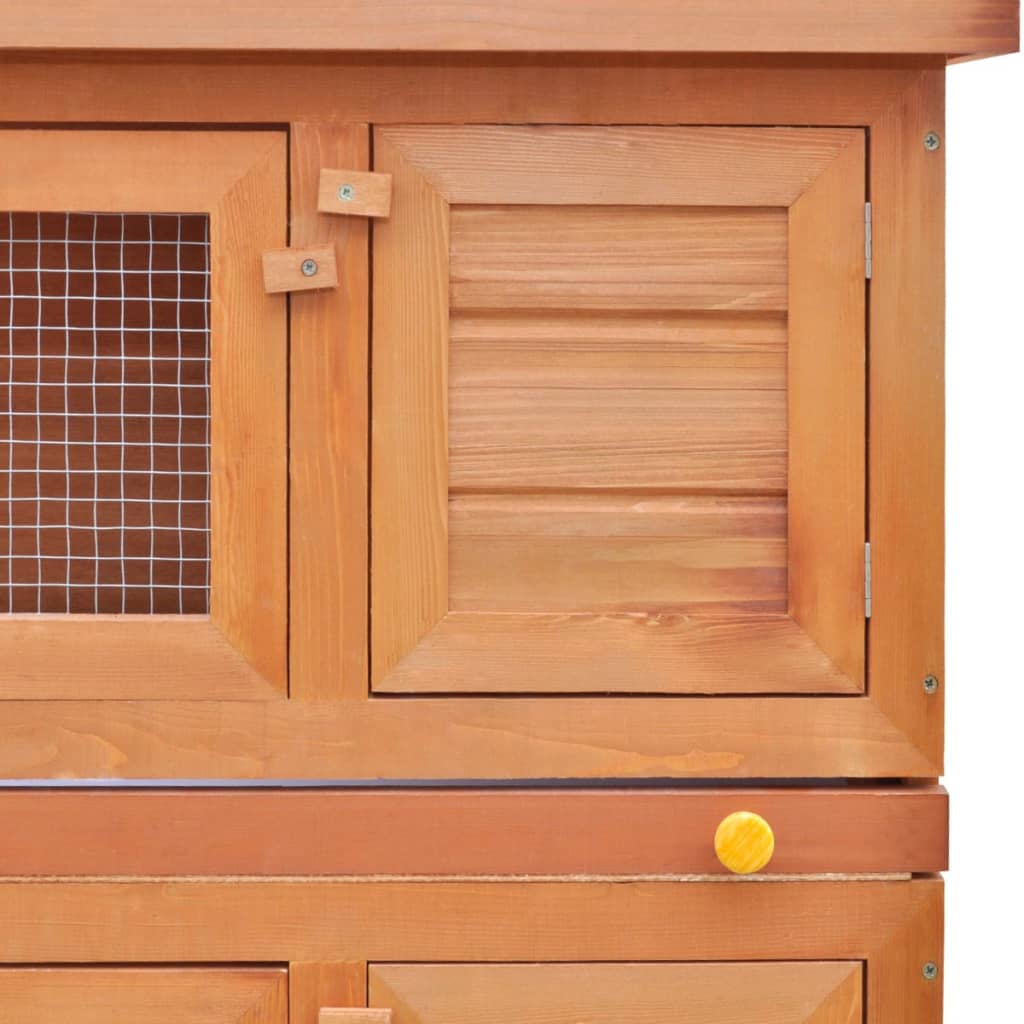 vidaXL قفص أرانب خارجي منزل الحيوانات الصغيرة قفص الحيوانات الأليفة 4 أبواب خشب