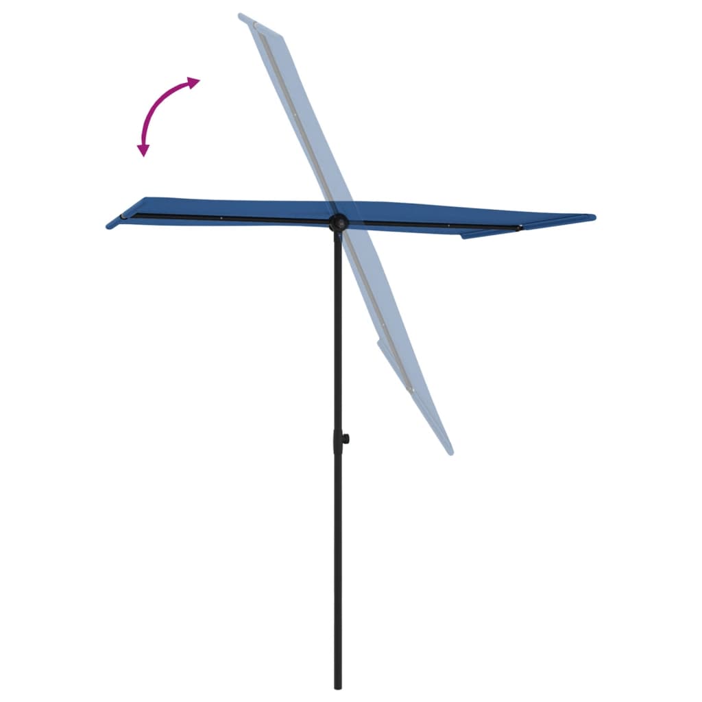 vidaXL مظلة شمسية خارجية مع عمود ألومنيوم 180×130 سم أزرق سماوي