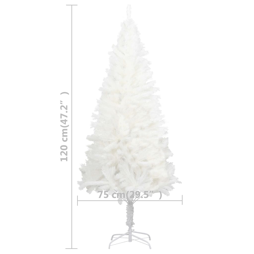 vidaXL شجرة عيد ميلاد صناعية أوراق إبرية شبه حقيقية أبيض 120 سم