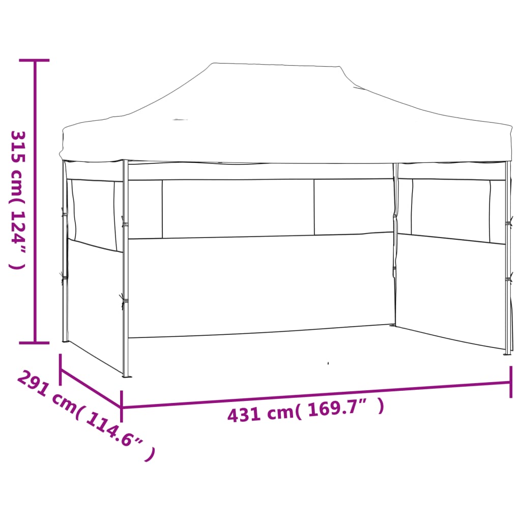 vidaXL خيمة حفلات قابلة للطي مع 3 جدران 3×4.5 م أنثراسيت