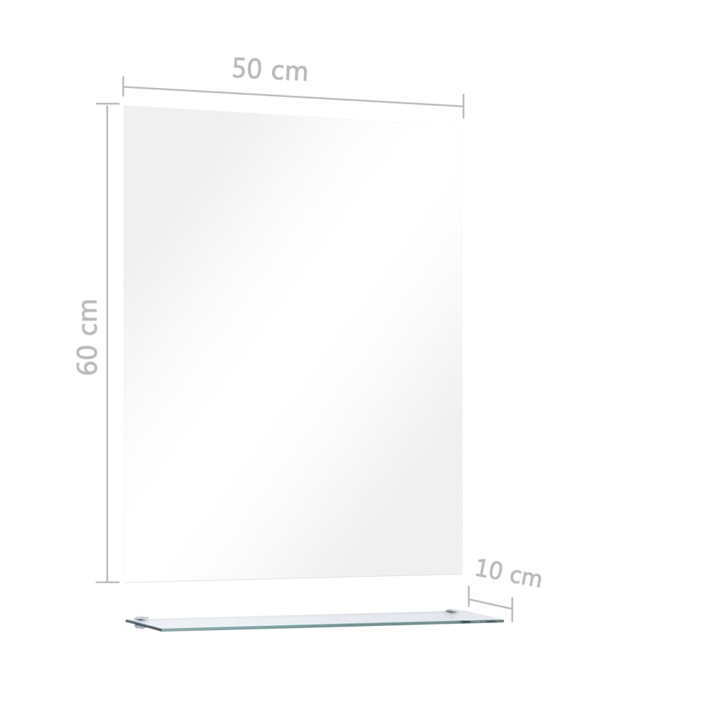 vidaXL مرآة حائط مع رف 50×60 سم زجاج مقسّى