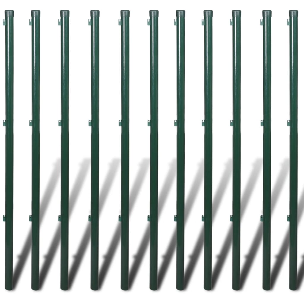 vidaXL سياج شبكي مع أعمدة فولاذ 25x1.5 م أخضر