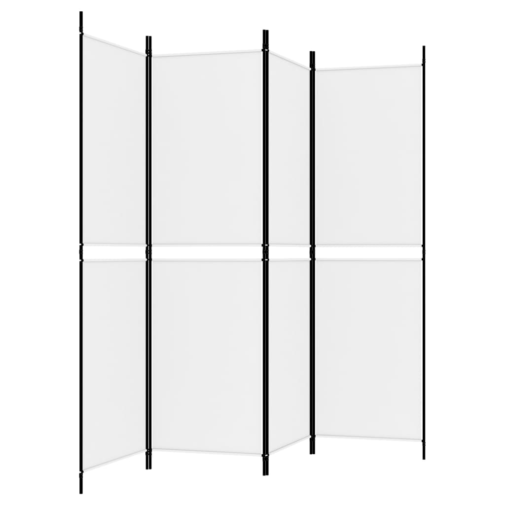 vidaXL مقسم غرفة 4-ألواح أبيض 200×180 سم قماش