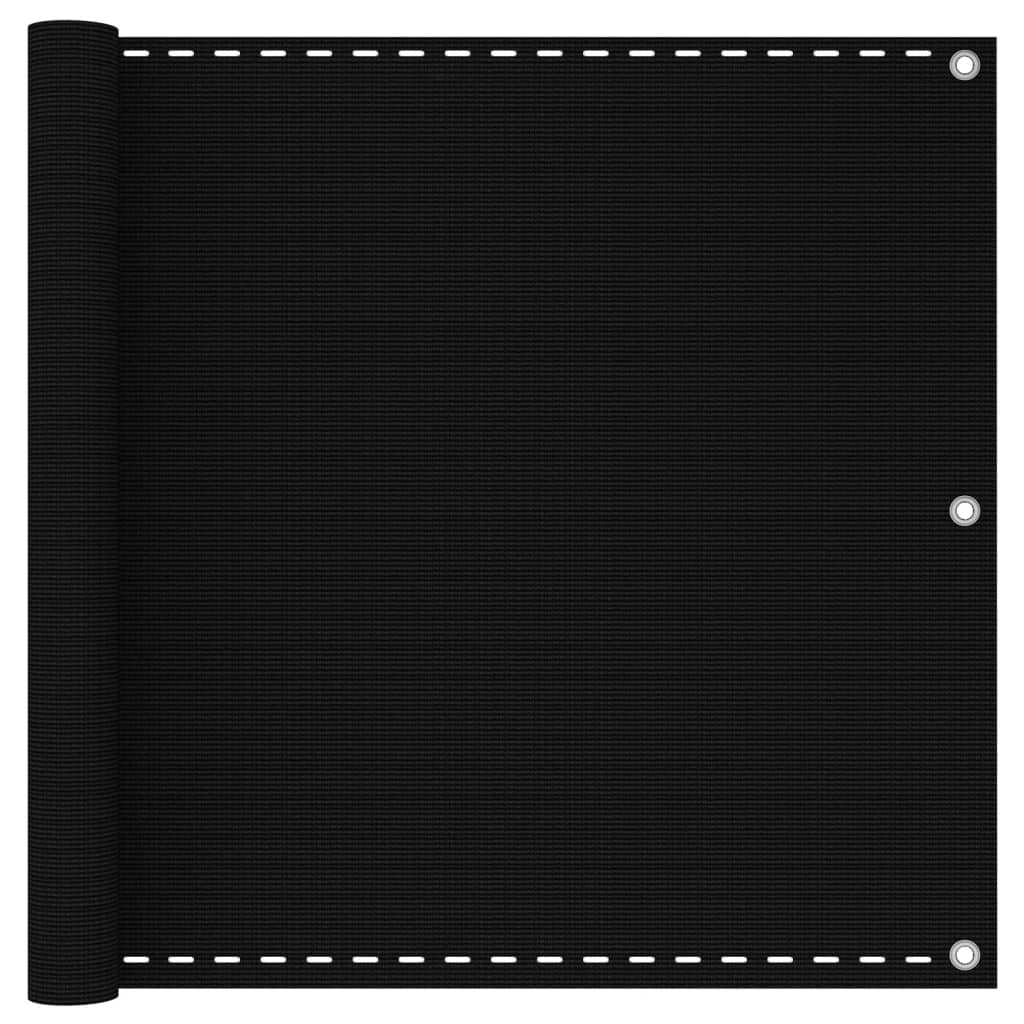 vidaXL ساتر شرفة أسود 90×500 سم HDPE