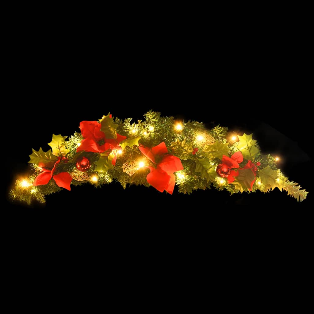 vidaXL قوس كريسماس مع مصابيح LED أخضر 90 سم PVC