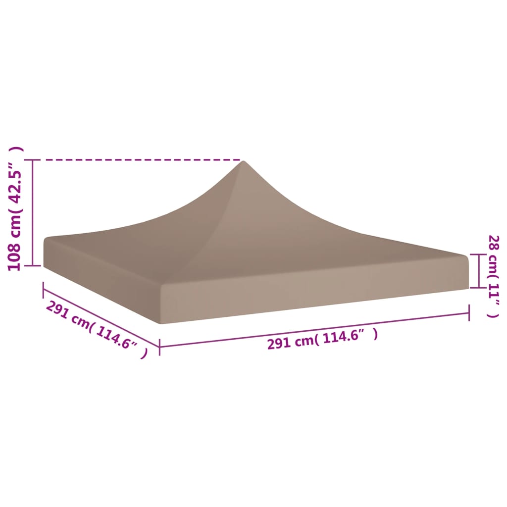 vidaXL سقف خيمة حفلات 3×3 م رمادي بني 270 جم/م²