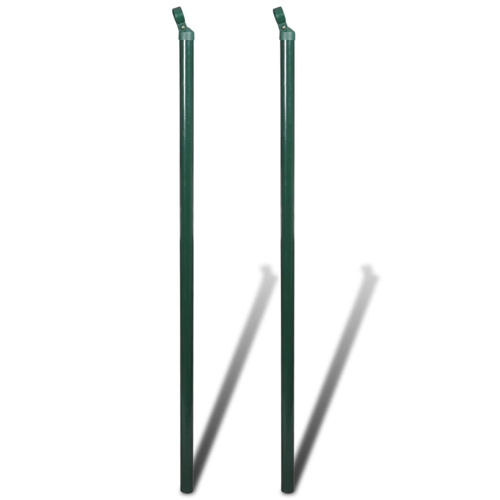 vidaXL سلسلة ربط سياج مع أعمدة فولاذ 0،8x15 م الأخضر