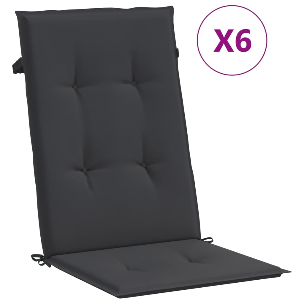 vidaXL وسائد كرسي حديقة 6 ق أسود 120×50×3 سم