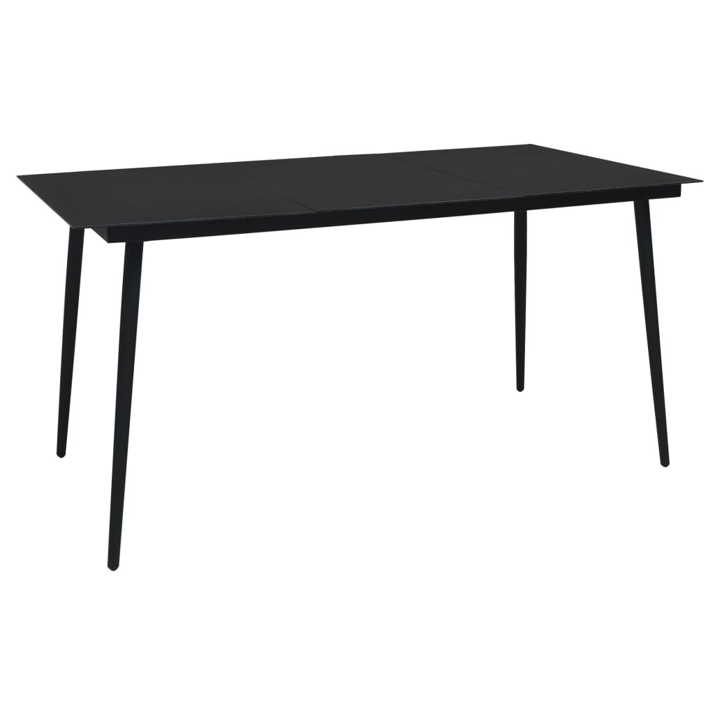 vidaXL طاولة سفرة حديقة لون أسود 190×90×74 سم فولاذ وزجاج