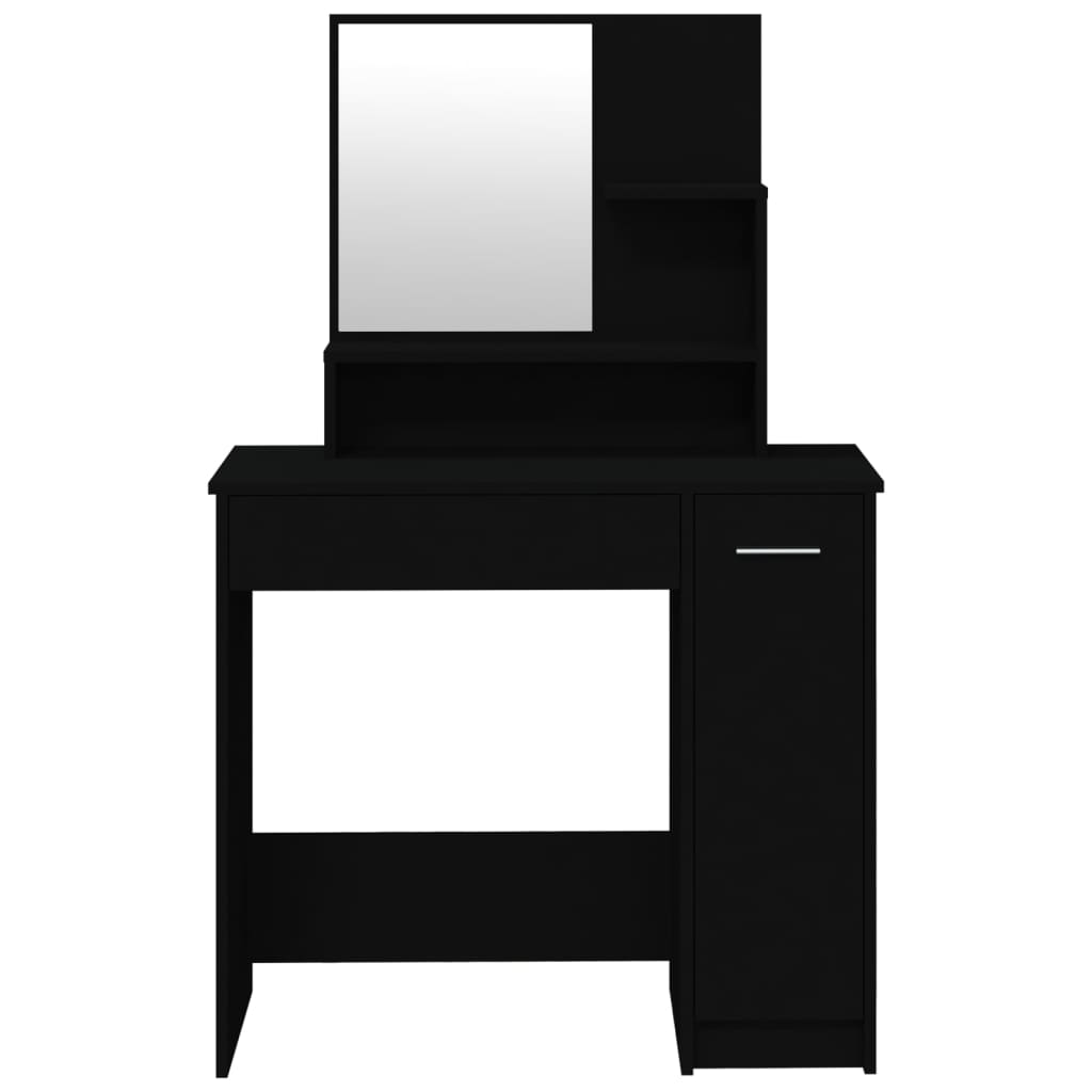 vidaXL طاولة تسريحة مع مرآة سوداء 86,5x35x136 سم