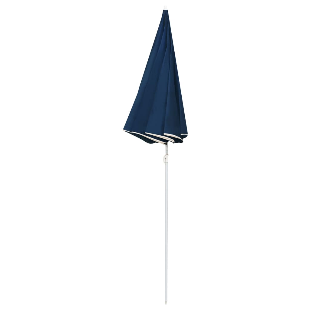 vidaXL مظلة شمسية خارجية مع عمود فولاذي أزرق 180 سم
