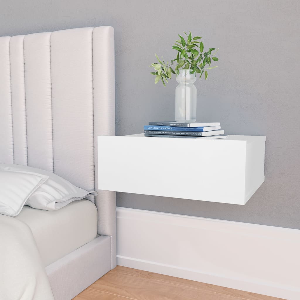 vidaXL منضدة سرير أبيض 40×30×15 سم خشب مضغوط