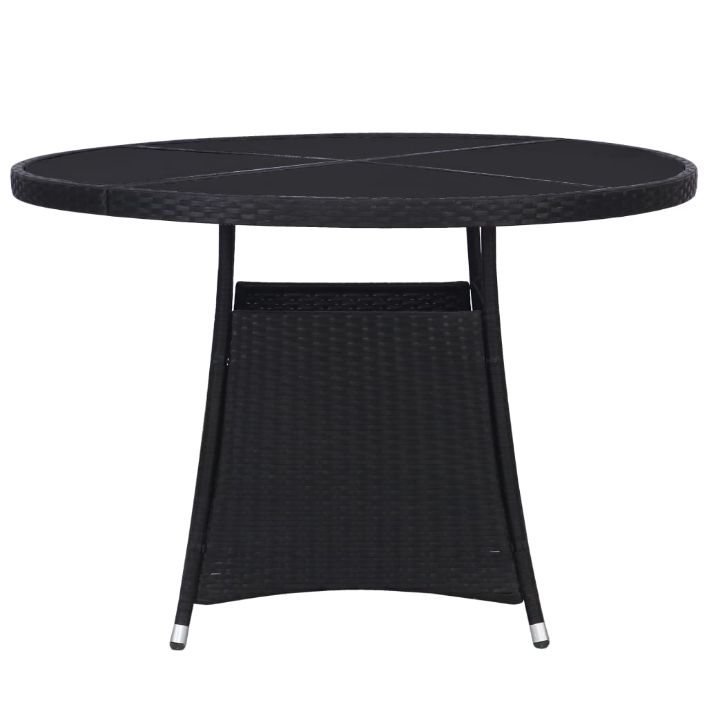 vidaXL طاولة حديقة لون أسود 110×74 Ø سم بولي روطان