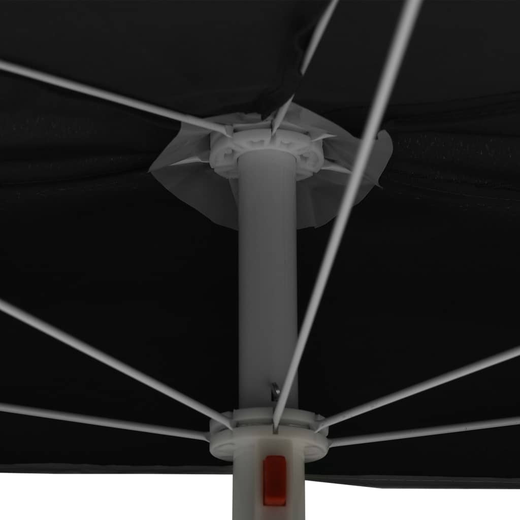 vidaXL مظلة حديقة نصفية مع عمود 180×90 سم أسود