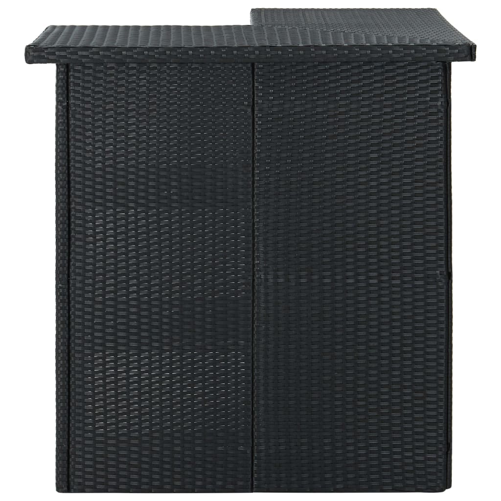 vidaXL طاولة بار ركنية أسود 100×50×105 سم بولي روطان