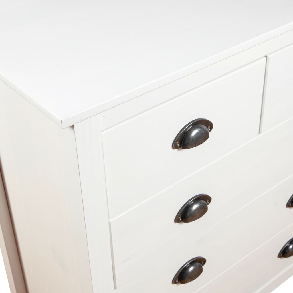 vidaXL خزانة جانبية "هيل رينج" أبيض 79×40×80 سم خشب صنوبر صلب