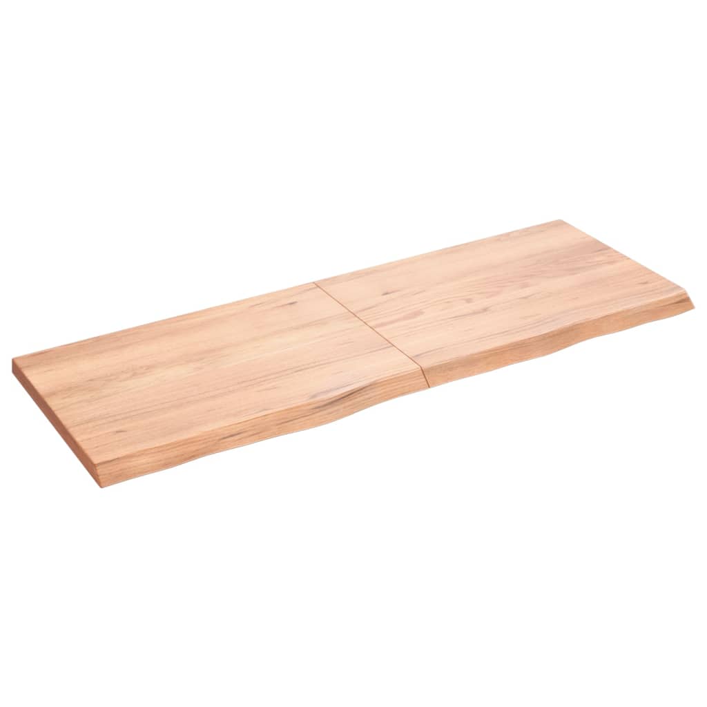 vidaXL سطح طاولة كاونتر حمام بني فاتح 140*50*(2-4) سم خشب صلب معالج
