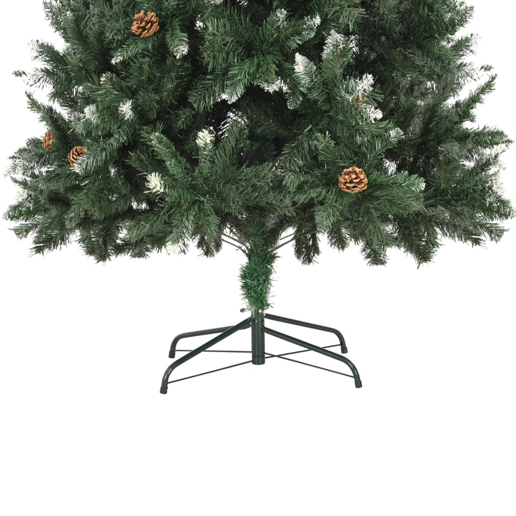 vidaXL شجرة كريسماس صناعية مع أكواز صنوبر ولميع أبيض 210 سم