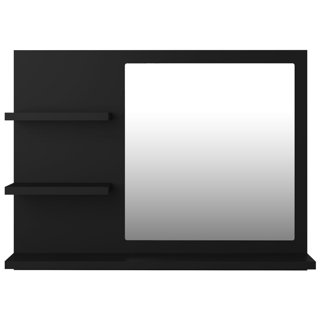 vidaXL مرآة حمام لون أسود 60×10.5×45 سم خشب صناعي