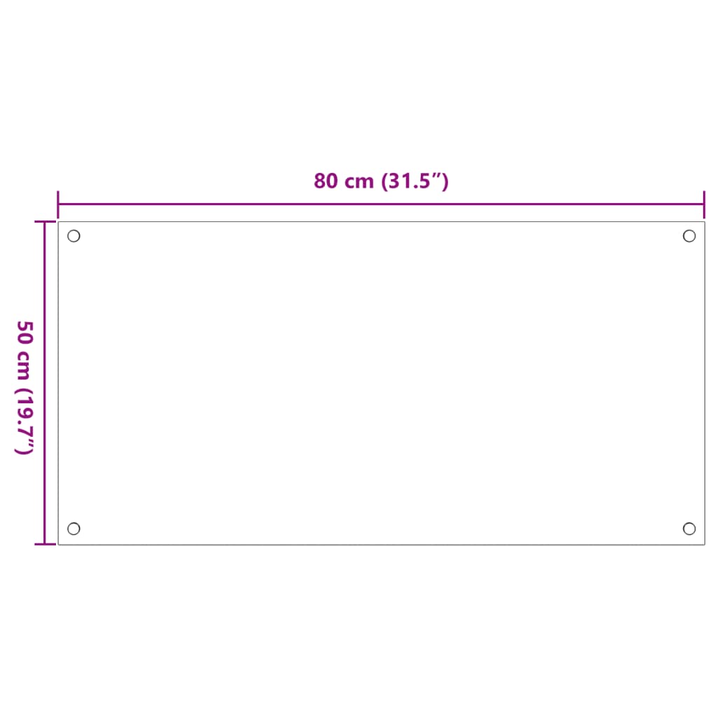 vidaXL ألواح باكسبلاش للمطبخ 2ق شفاف 80×50 سم زجاج مقسى