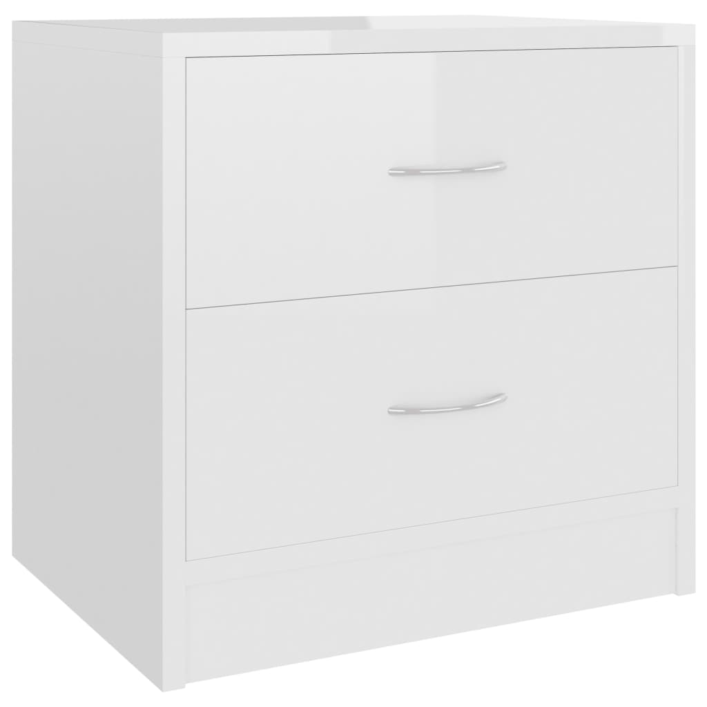 vidaXL خزانة سرير جانبية 2 ق أبيض لامع 40×30×40 سم خشب مضغوط