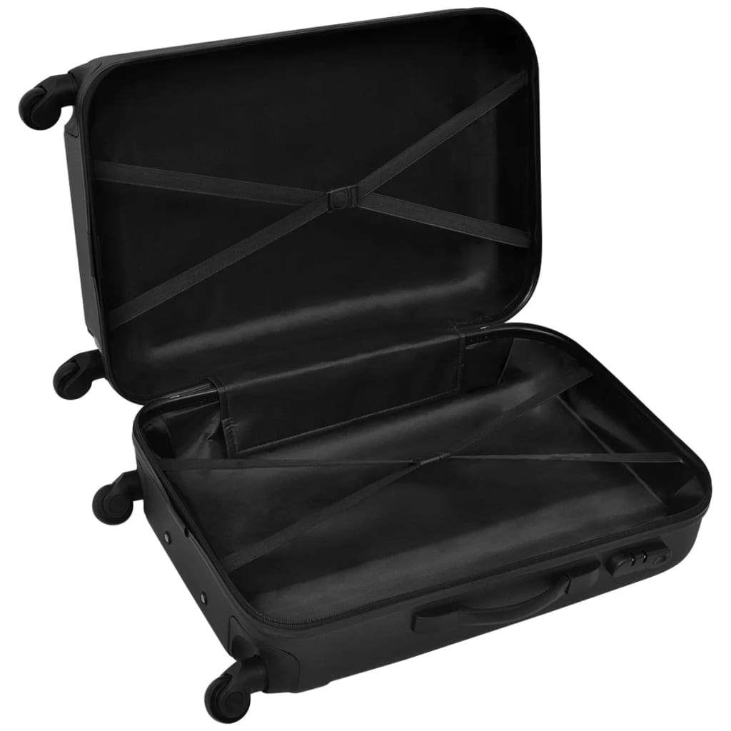 vidaXL طقم ثلاث قطع حقائب سفر بعجلات صلبة بلون أسود