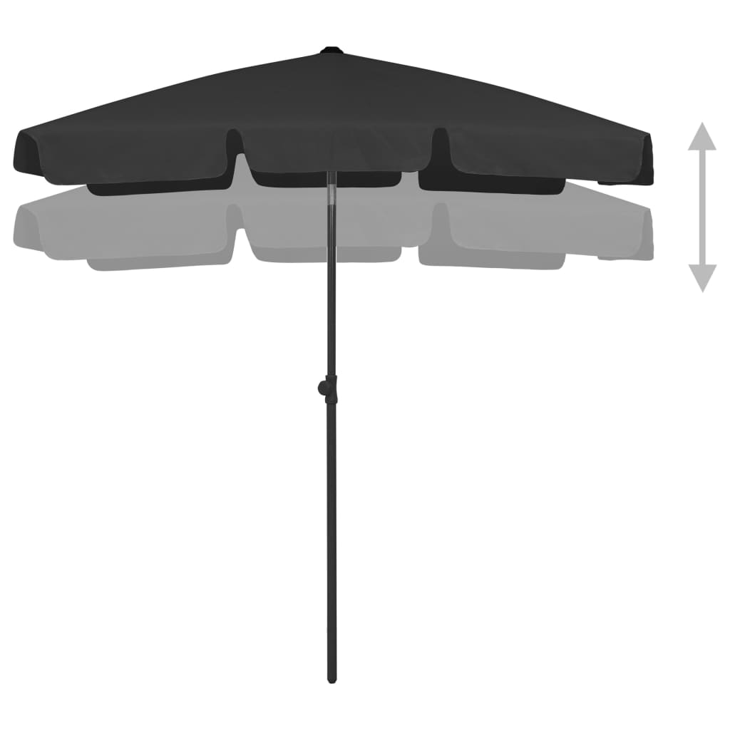 vidaXL مظلة شاطئ أسود 180×120 سم
