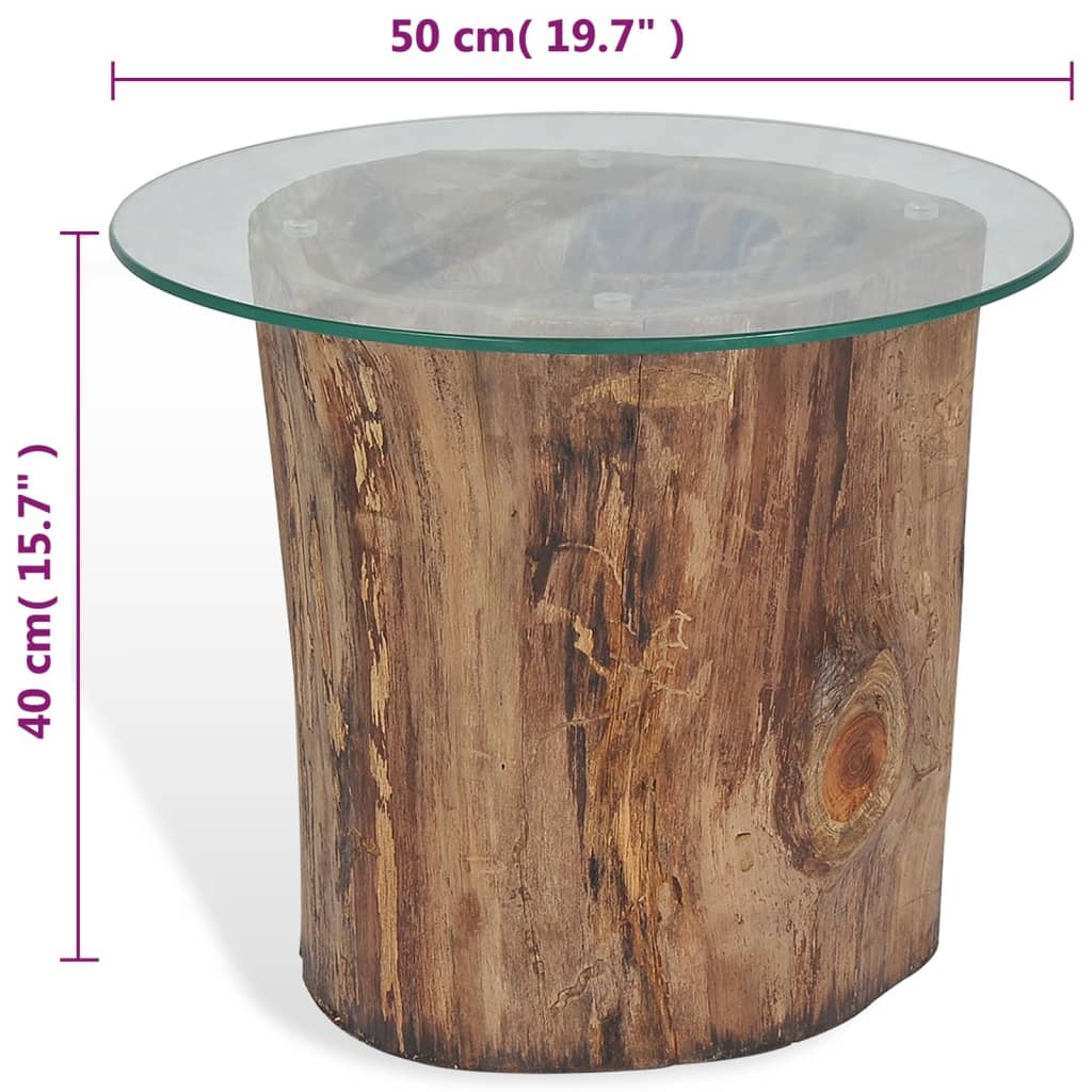vidaXL طاولة قهوة خشب ساج وزجاج 50×40 سم