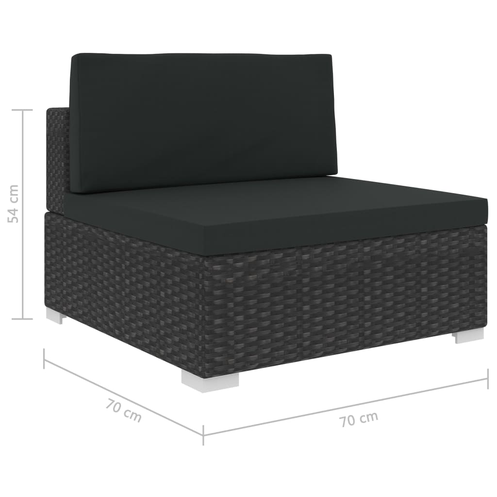 vidaXL 7 Piece Garden Lounge Set Black with Cushions Poly Rattan