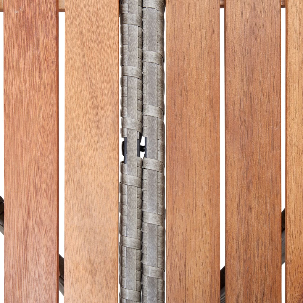 vidaXL طاولة حديقة 115×74 سم بولي روطان وخشب أكاسيا صلب رمادي