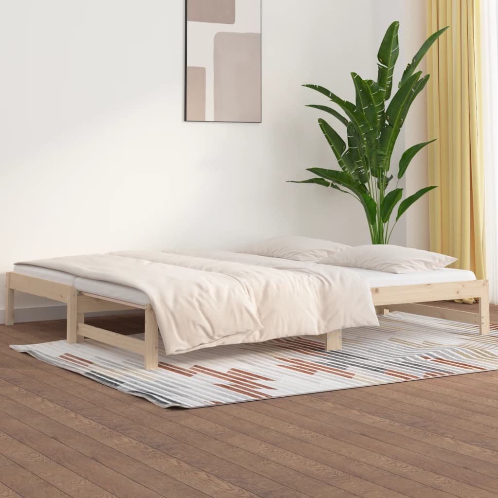 vidaXL سرير نهاري قابل للسحب 2*(200x90) سم خشب صنوبر صلب