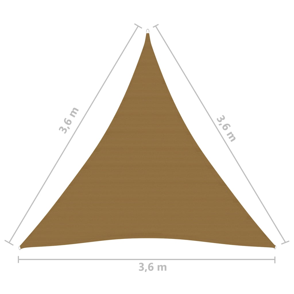 vidaXL مظلة شراعية 160 جم/م² رمادي بني 3.6×3.6×3.6 م HDPE