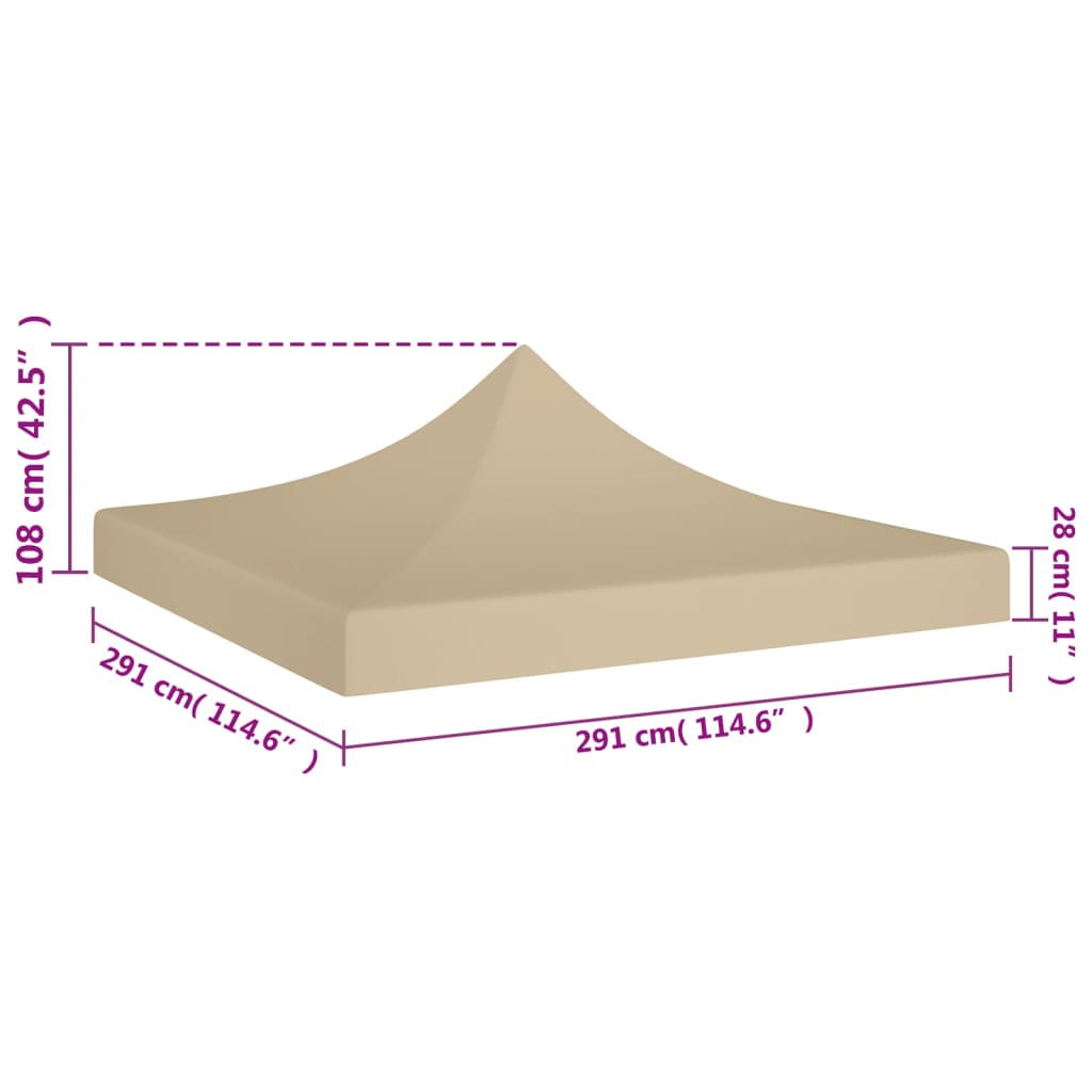 vidaXL سقف خيمة حفلات 3×3 م بيج 270 جم/م²