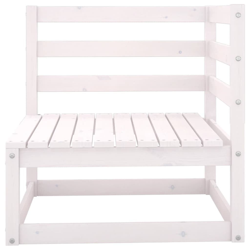 vidaXL أريكة حديقة بمقعدين مع وسائد خشب صنوبر صلب أبيض