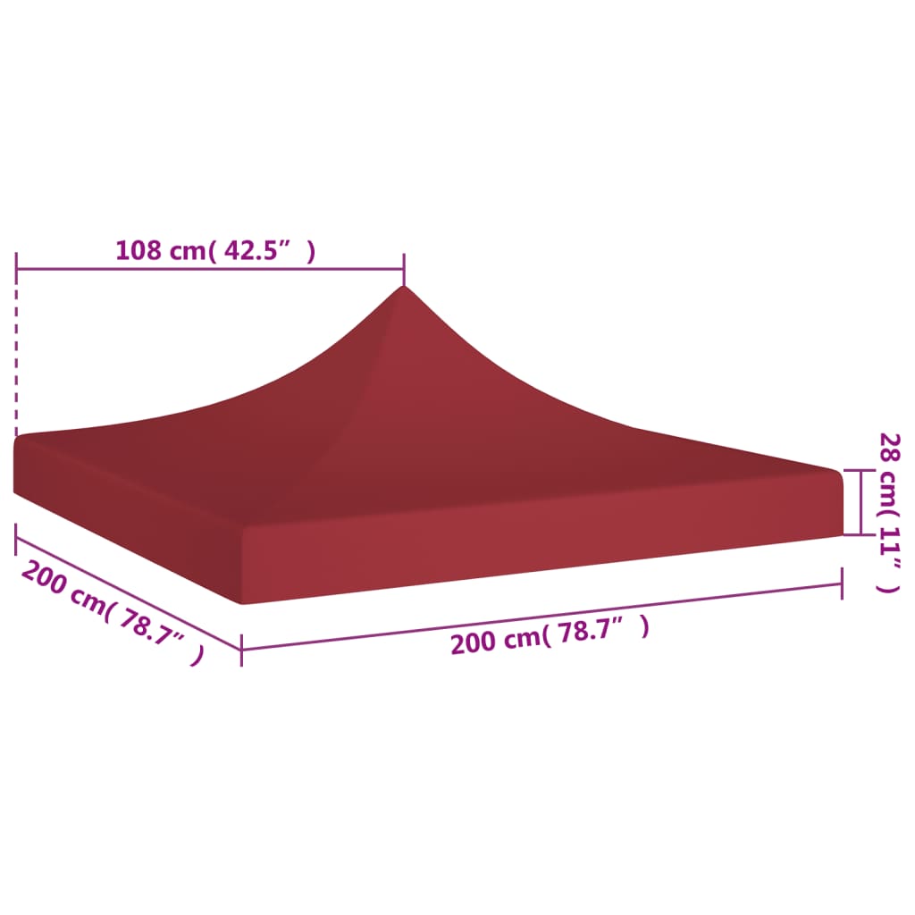 vidaXL سقف خيمة حفلات 2×2 م برغندي 270 جم/م²