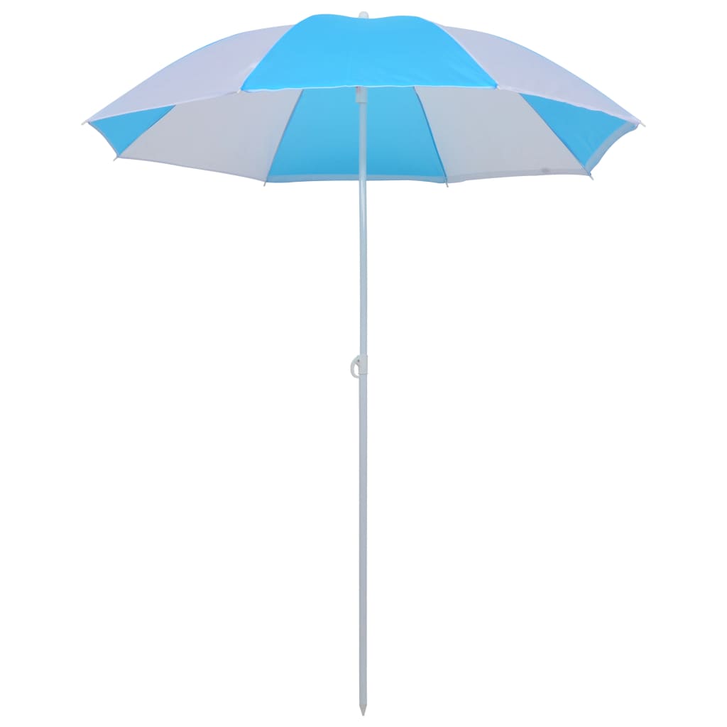 vidaXL مظلة شاطىء بحاجز أزرق وأبيض 180 سم