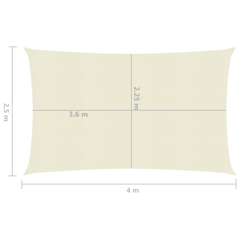 vidaXL مظلة شراعية 160 جم/م² كريمى 2.5×4 م HDPE
