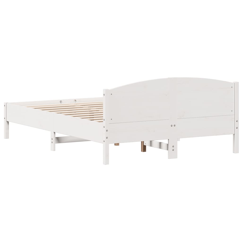 vidaXL إطار سرير مع ظهر سرير لون أبيض 200x120 سم خشب صلب صنوبر