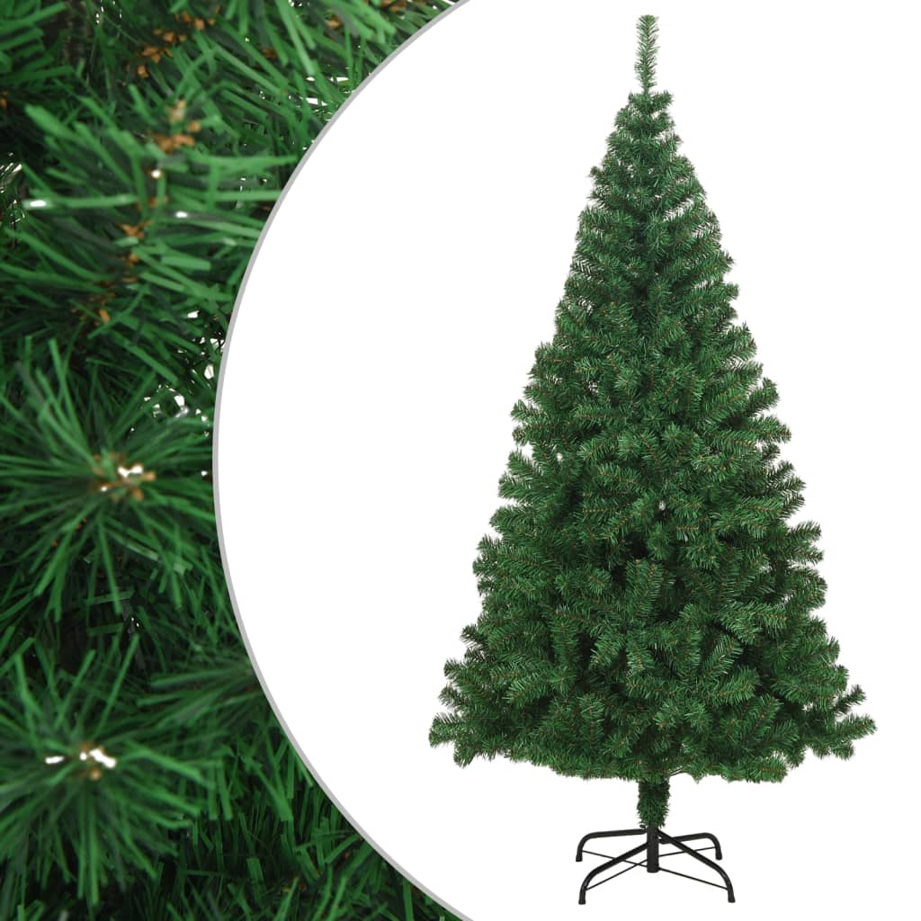 vidaXL شجرة كريسماس صناعية ذات أغصان كثيفة أخضر 210 سم PVC