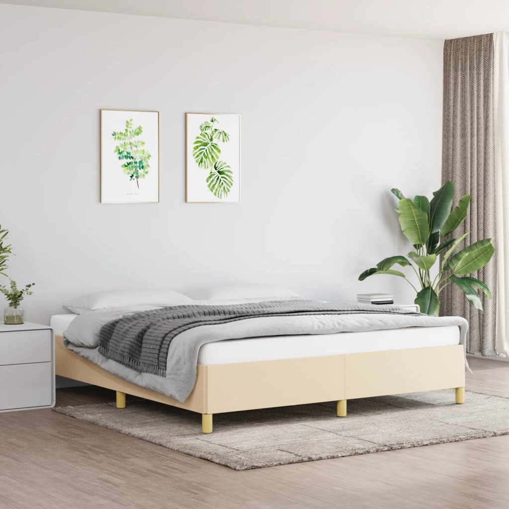 vidaXL إطار سرير كريمي 180×200 سم قماش
