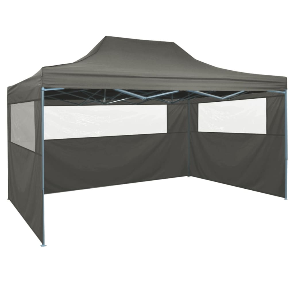 vidaXL خيمة حفلات قابلة للطي مع 3 جدران 3×4.5 م أنثراسيت