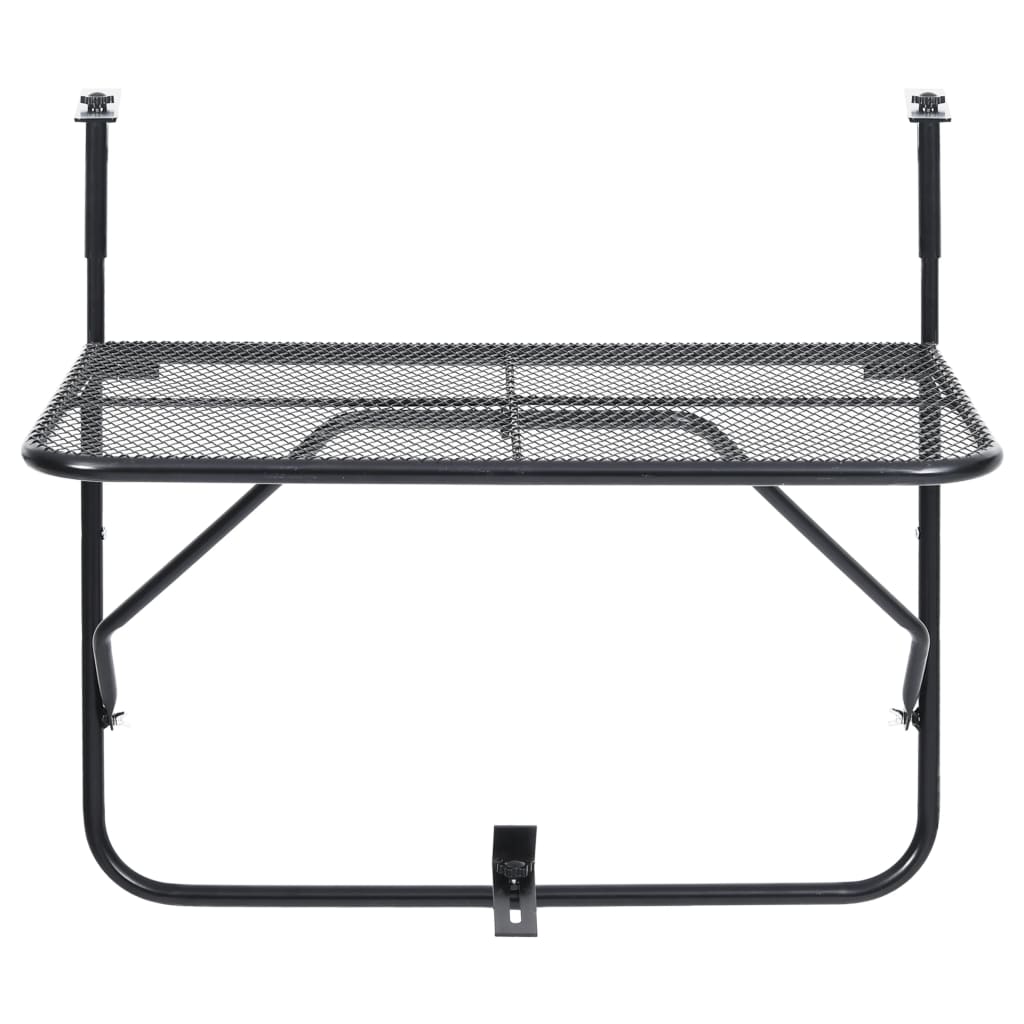 vidaXL طاولة شرفة أسود 60× 40 سم فولاذ